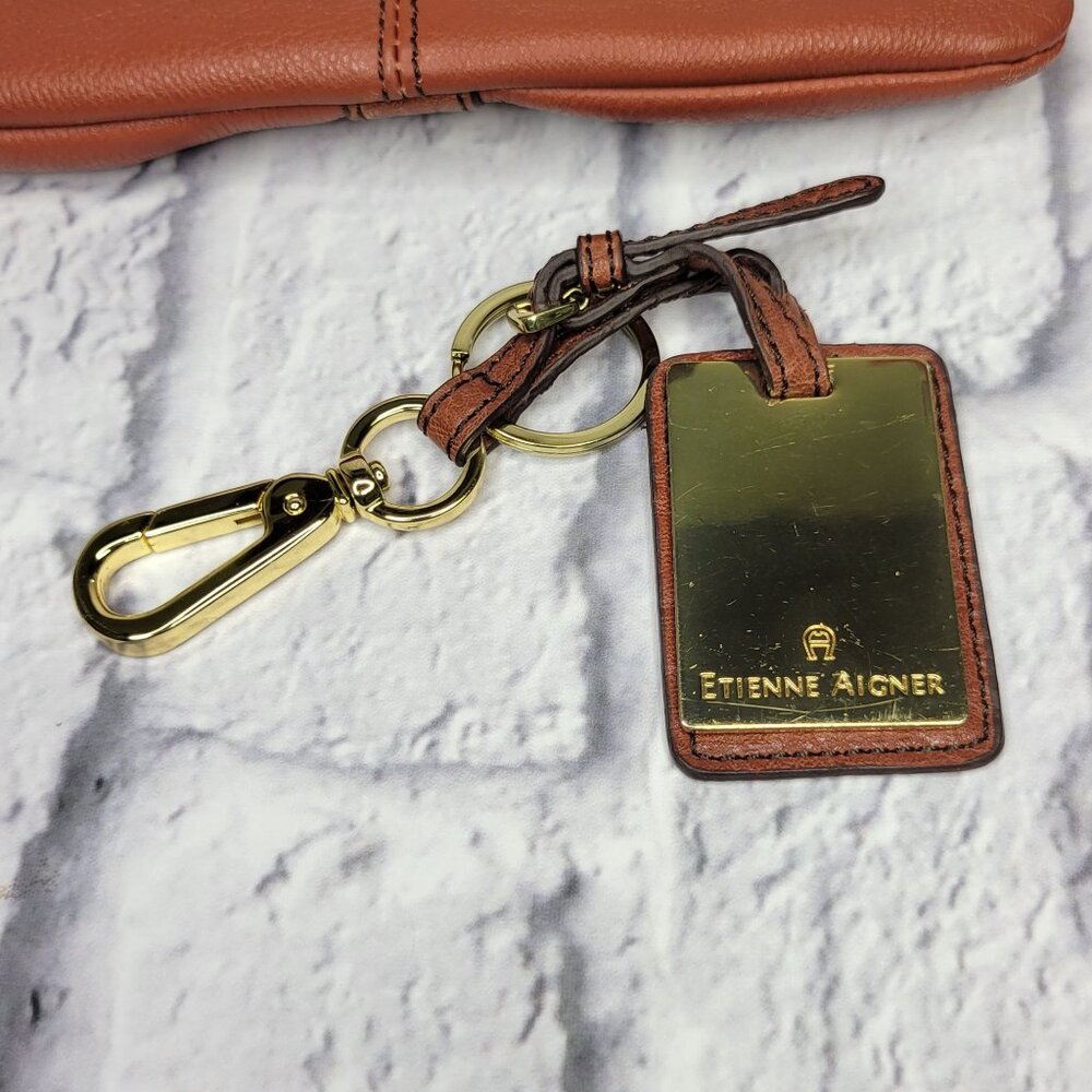 Etienne Aigner Whitney Collection Brown Leather Crossbody Bag With Keychain & ID - Picture 3 of 11
